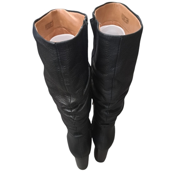 VIONIC LOLITA BLACK pebbled leather block high heel slouchy boots coastal SZ 7 - Picture 6 of 12